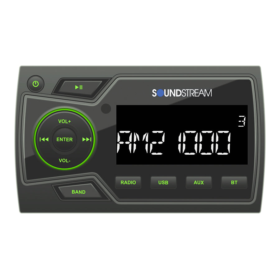 Soundstream MHU-32 Marine Boat ATV/UTV Bluetooth Receiver+2 Black 5.25" Speakers