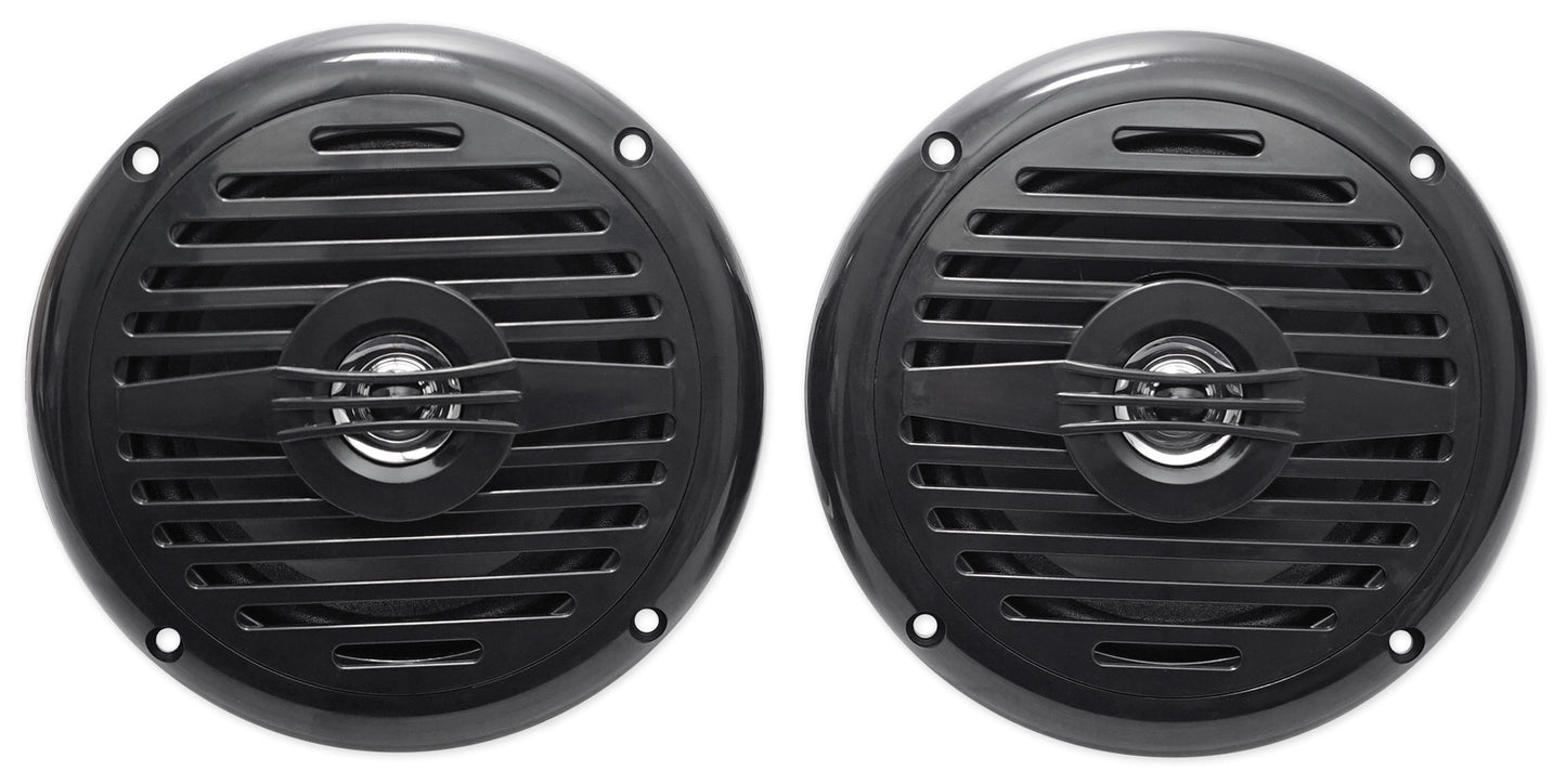 Soundstream MHU-32 Marine Boat ATV/UTV Bluetooth Receiver+4 Black 5.25" Speakers
