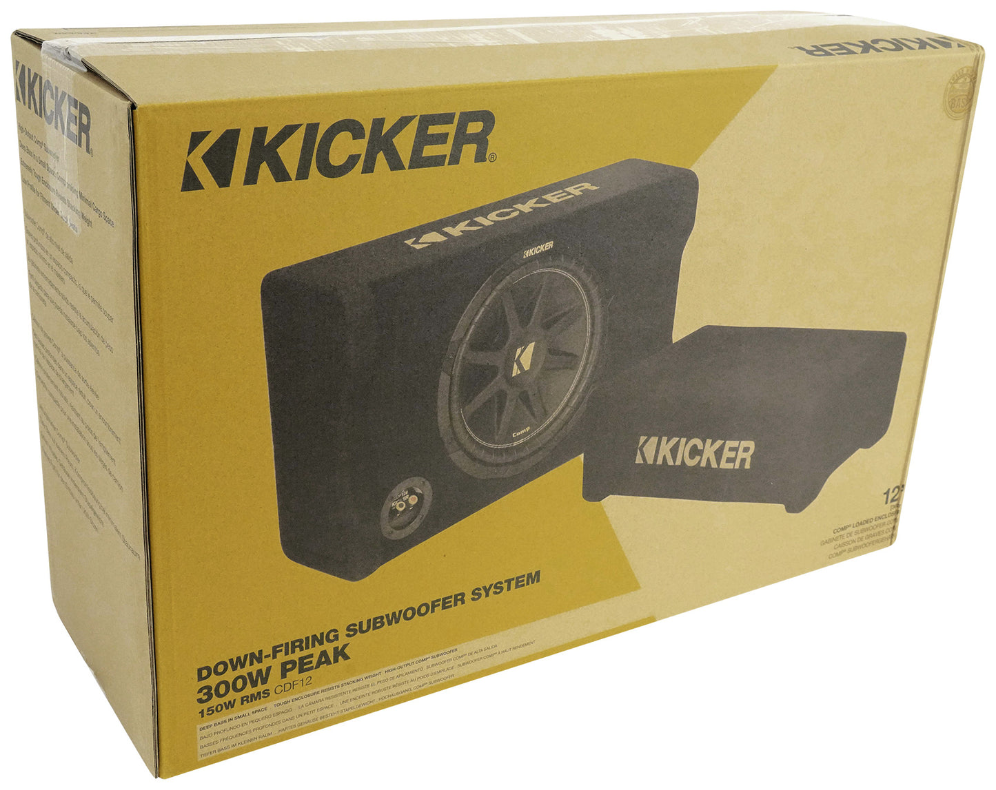 KICKER 48CDF124 Comp12 12" 300w Down Firing Car Subwoofer+Mono Amplifier+Amp Kit