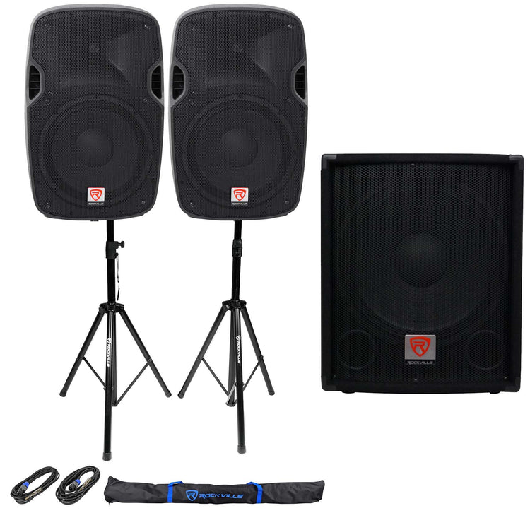 SPGN128 2-Pack + SBG1154 Sub + Tripod Stands Bundle