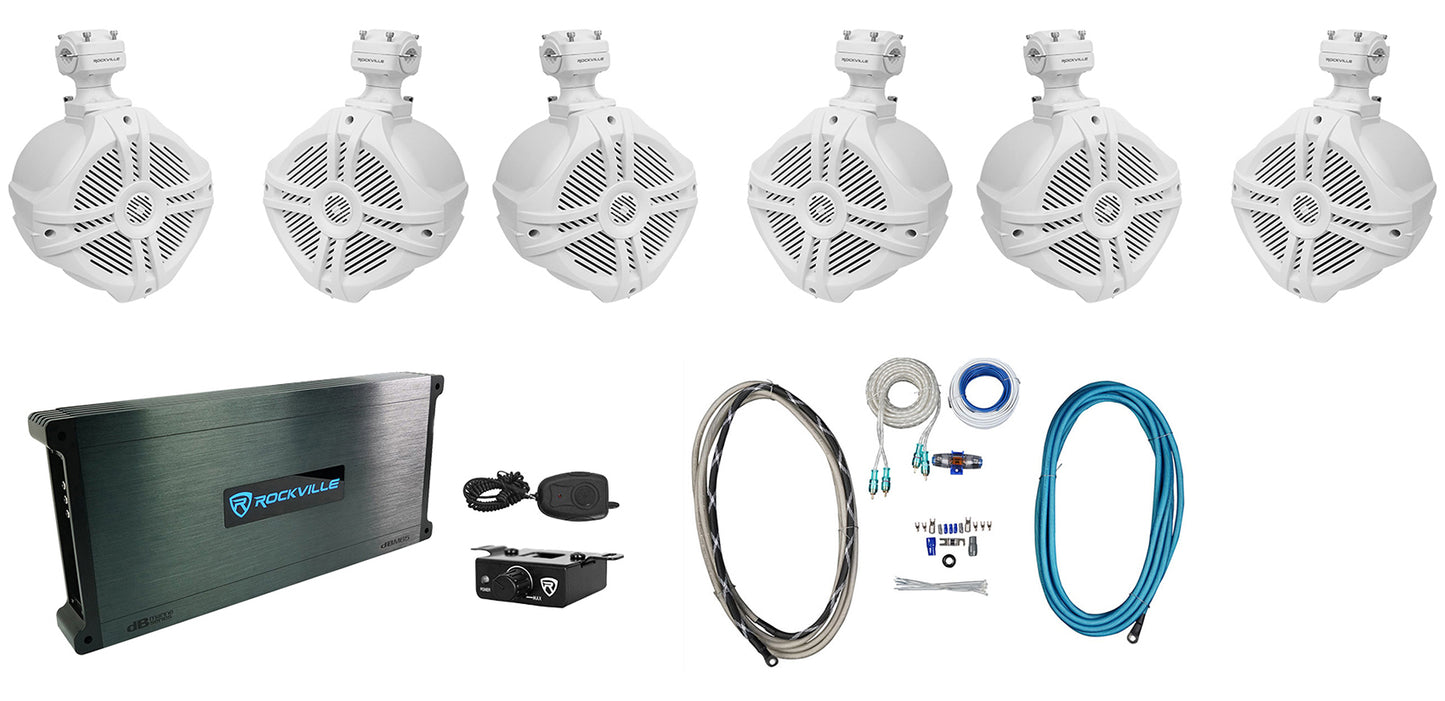 RWB90 White 6-Pack + DBM65 Marine Amplifier Bundle