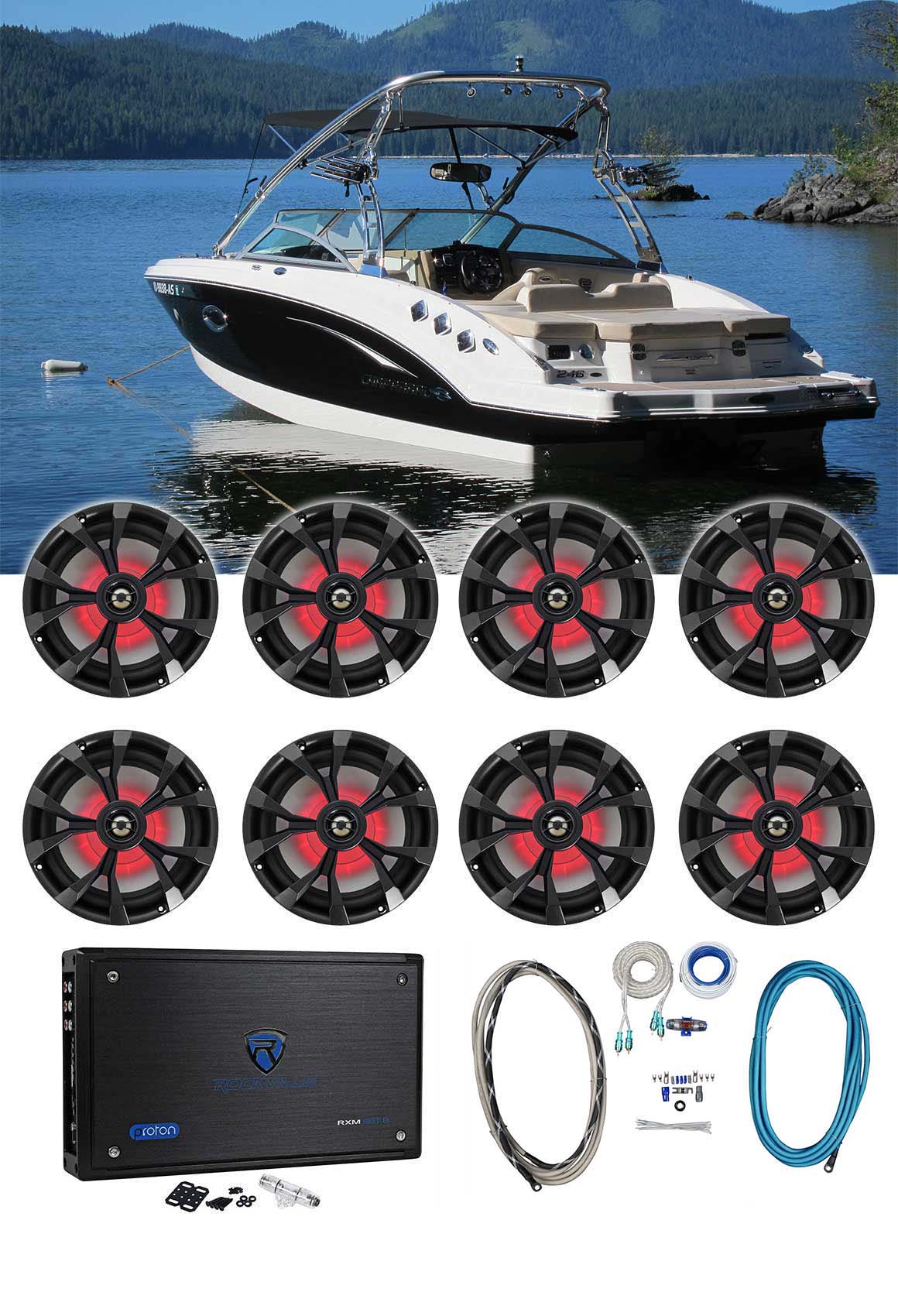 RKL80MB 8-Pack + RXM8BTB Bluetooth Amplifier + RMWK4 Kit Bundle