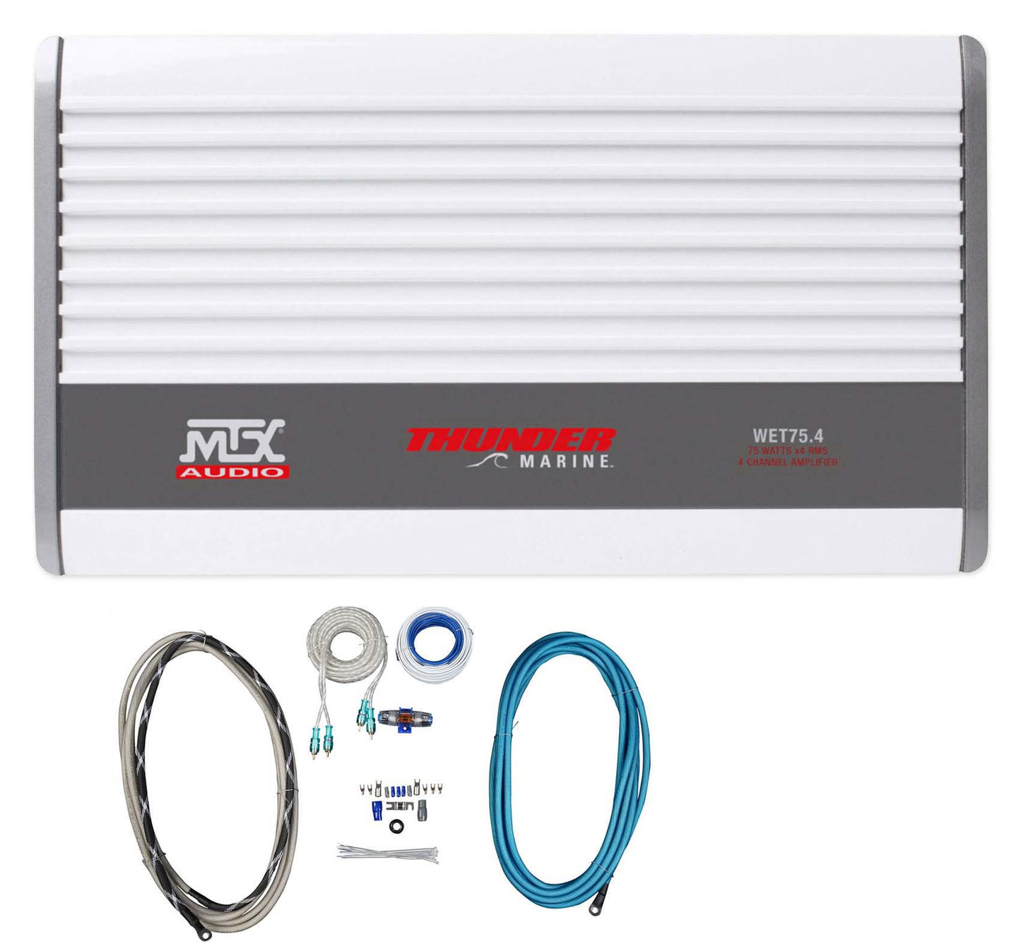 MTX WET75.4 400 Watt RMS 4-Channel Marine Amplifier+Amp Kit 4 Boat/ATV/UTV/RZR