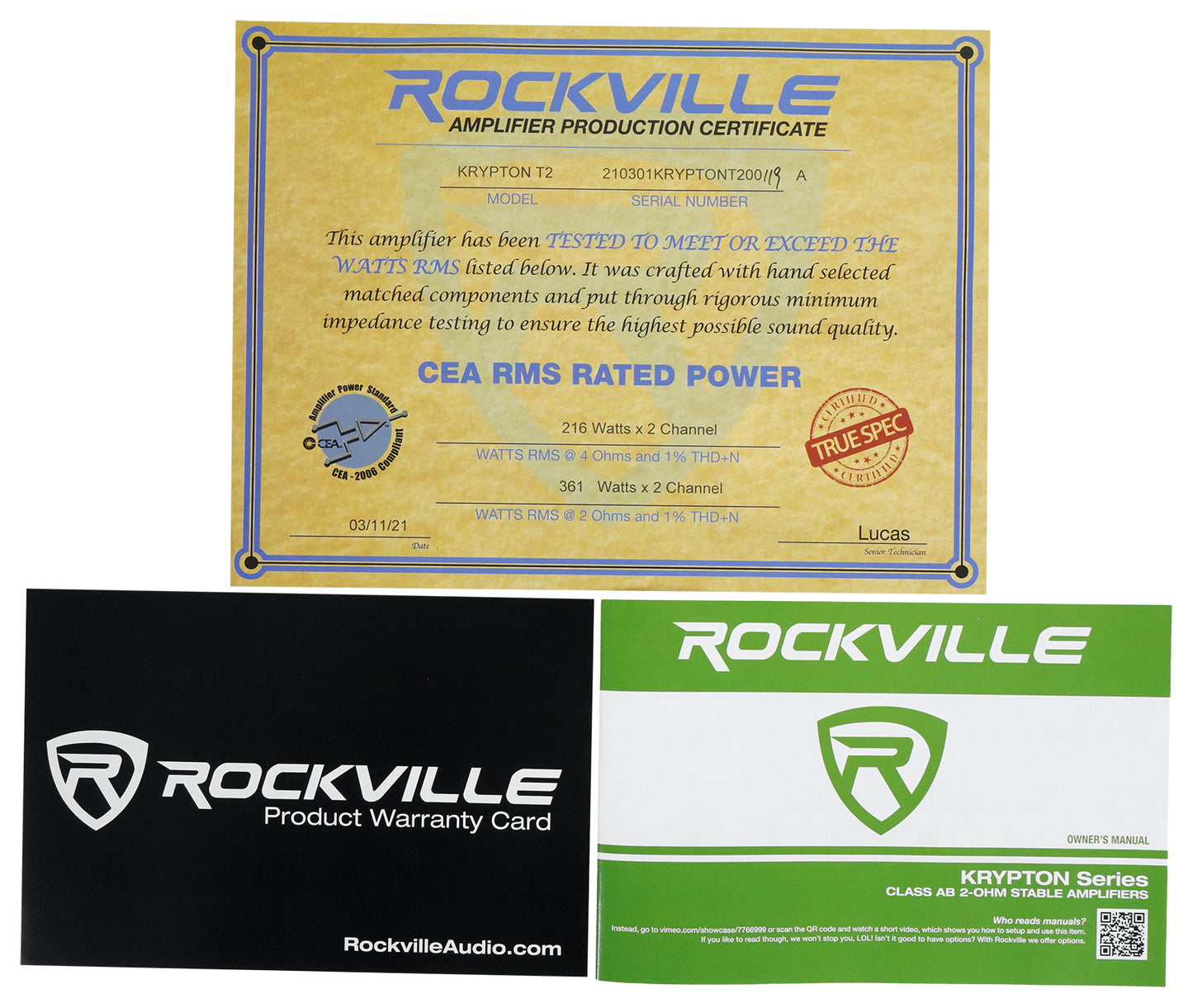 KRYPTON T2 Car Amplifier + 4 AWG Amp Wiring Kit Bundle