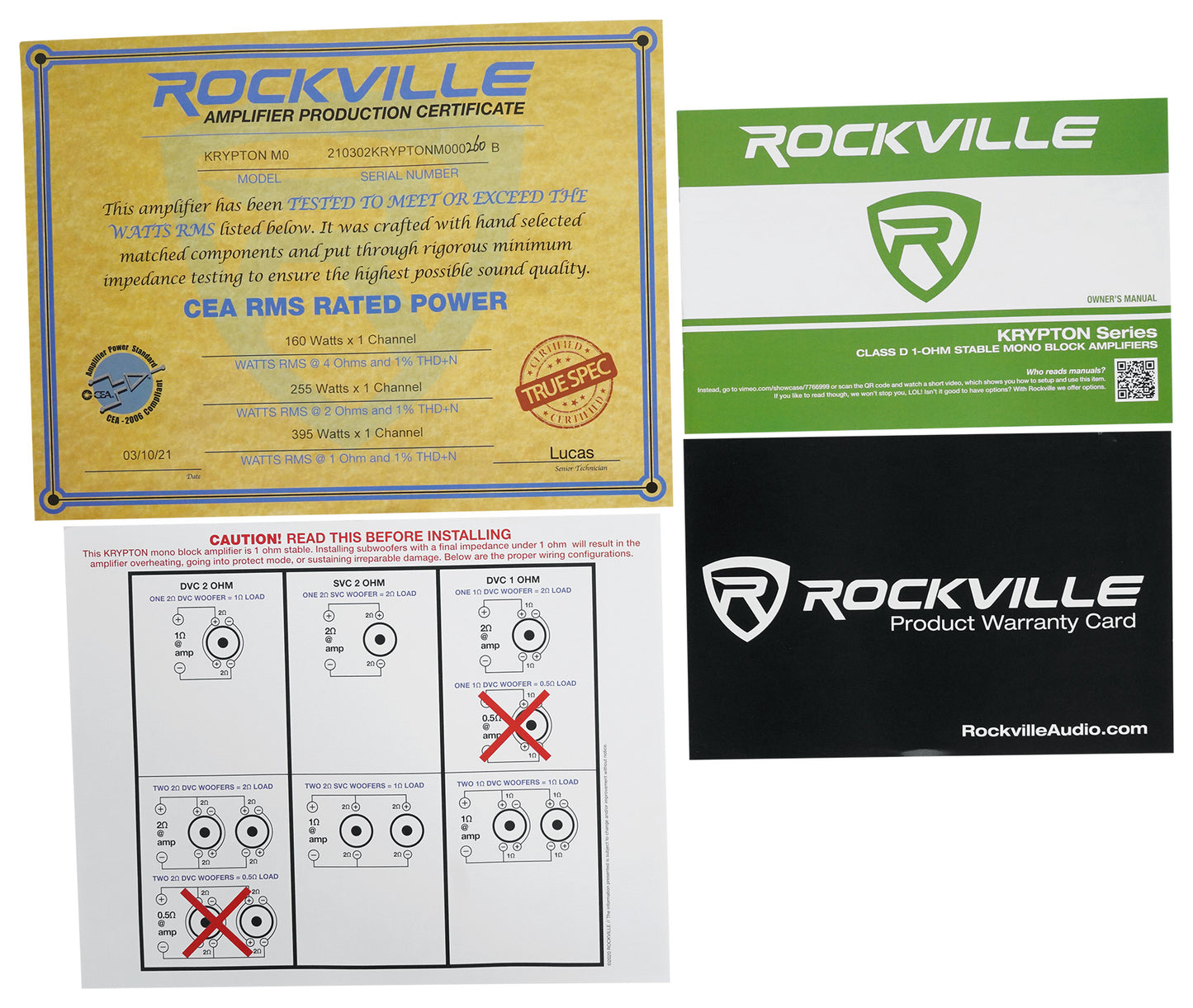 KRYPTON M0 Mono Amplifier + 4‑Gauge Amp Wiring Kit Bundle