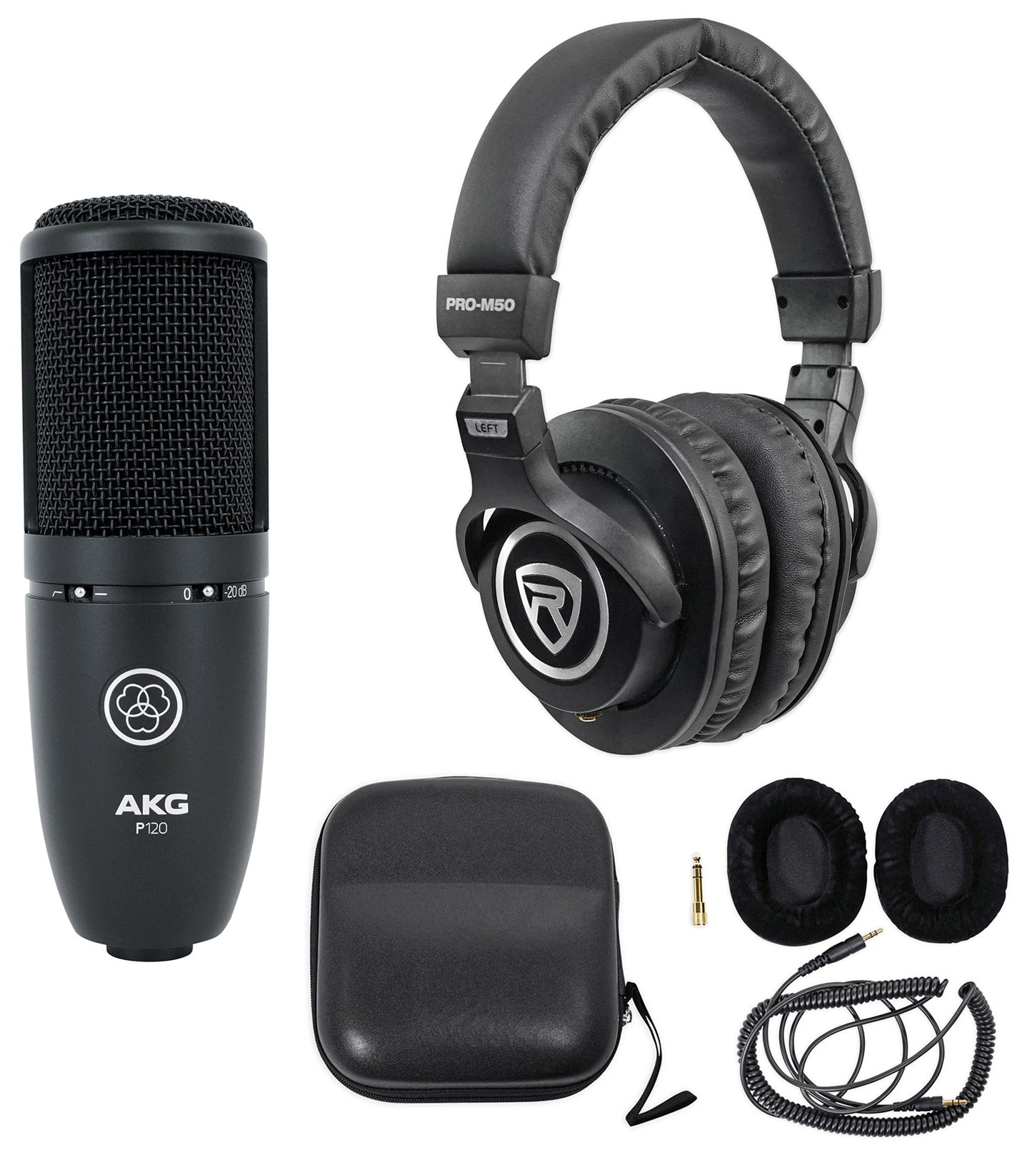 AKG P120 Studio Condenser Recording/Live Streaming Microphone Mic + Headphones