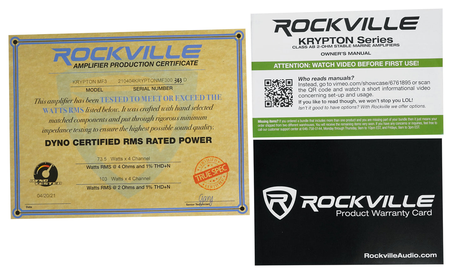 RMC65W 6.5" Marine Speakers 2-Pack + KRYPTON MF3 Amplifier Bundle