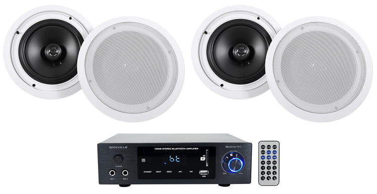 BLUAMP 150 + HC85 8" Ceiling Speakers 4-Pack Bundle