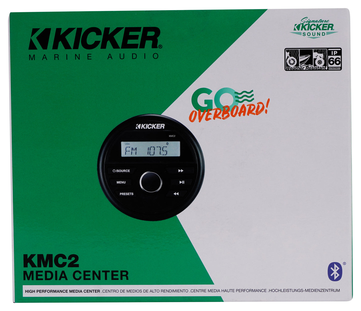 KICKER KMC2 Digital Media Receiver w/Bluetooth+Remote+2) 6.5" Black LED Speakers