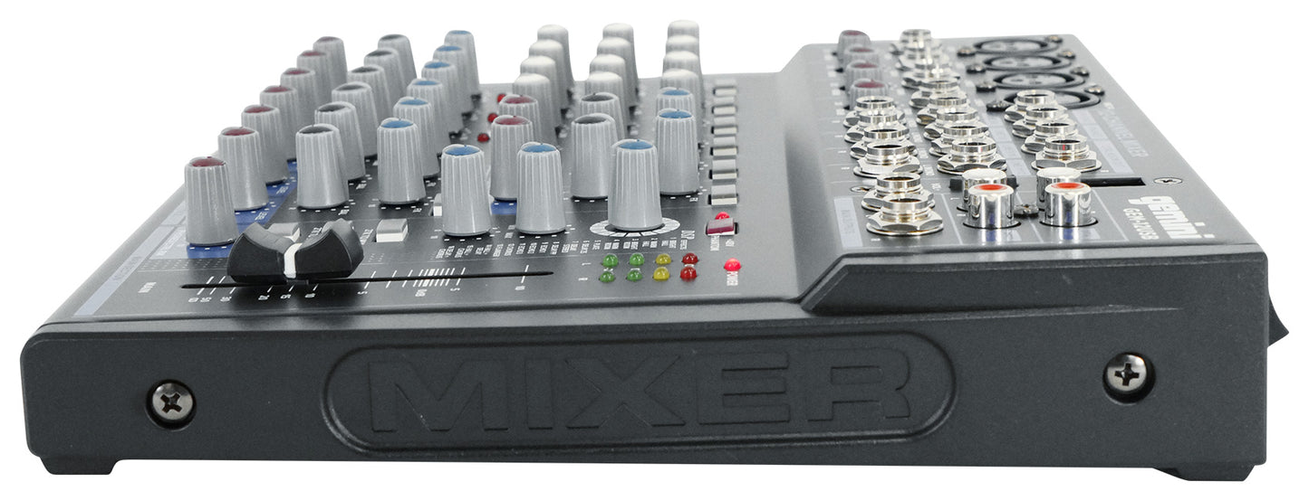 Gemini GEM-12USB 12 Channel Bluetooth Mixer w/USB 12 Ins/2 Bus/3 Band EQ+4) Mics