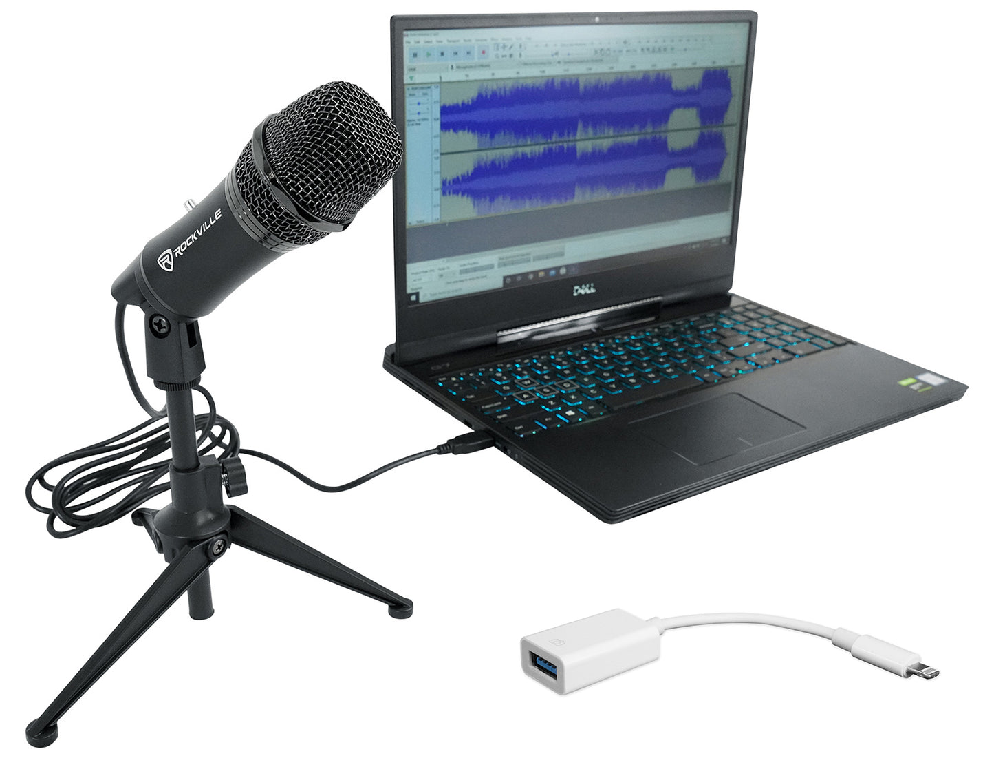 Rockville Z-Stream USB Microphone + iUSB Lightning Adapter Bundle
