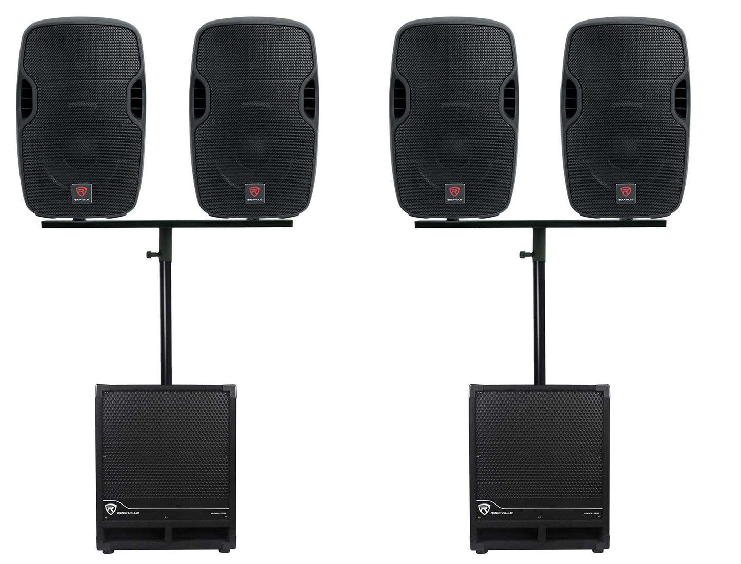 BPA10 10" Powered Speaker 4-Pack + RBG12S 12" Subwoofer 2-Pack Bundle