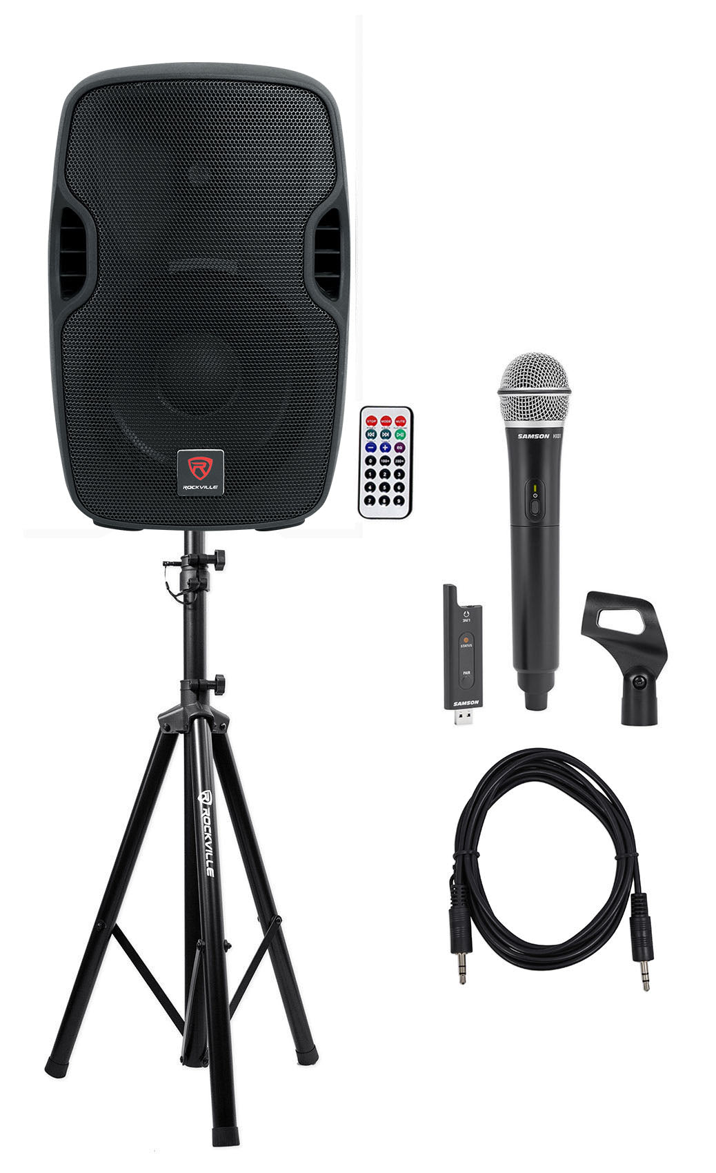 BPA10 10" Powered Speaker + Samson Handheld Wireless Mic Bundle