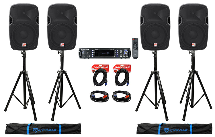SPGN128 12" 4-Pack + RPA60BT Bluetooth Amplifier Bundle