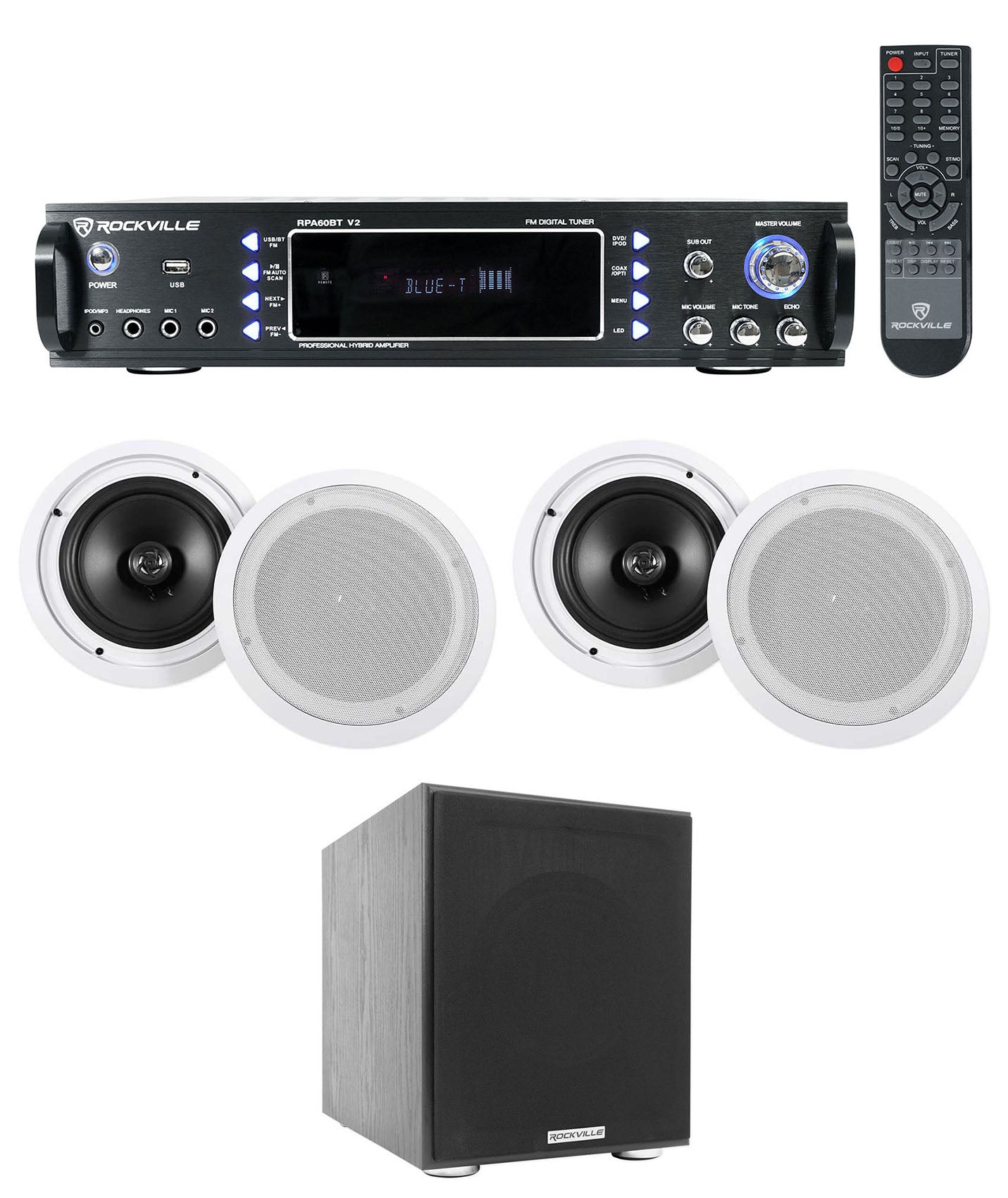 RPA60BT 4-Pack + HC85 White In-Ceiling Speakers Bundle