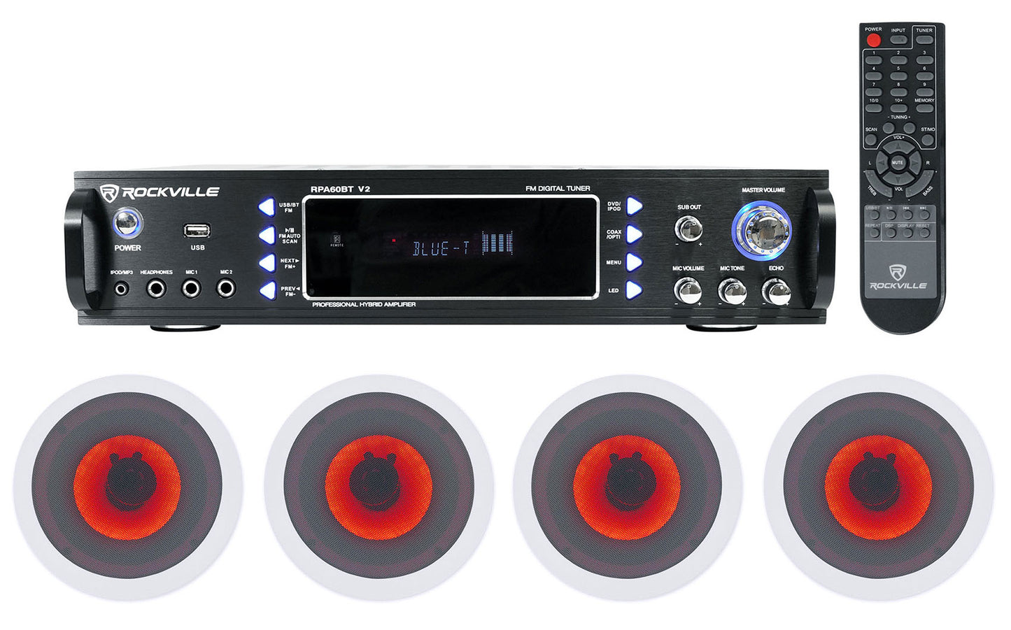 RPA60BT 4-Pack + HC65‑LED White In‑Ceiling Speakers Bundle