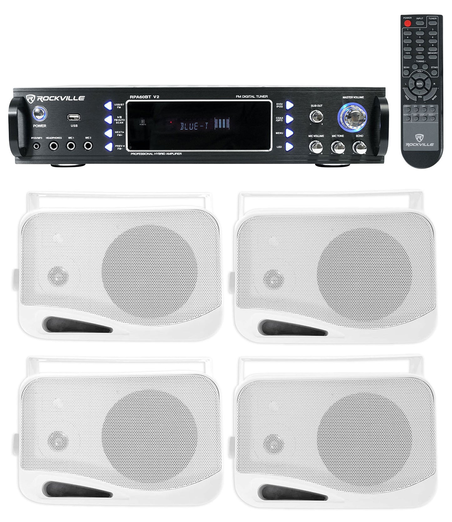 HP4S-8 White 4-Pack + RPA60BT Receiver Bundle