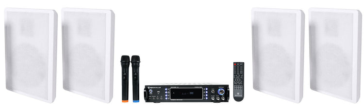 RockSlim White 2-Pack + RPA70WBT Karaoke Amplifier Bundle