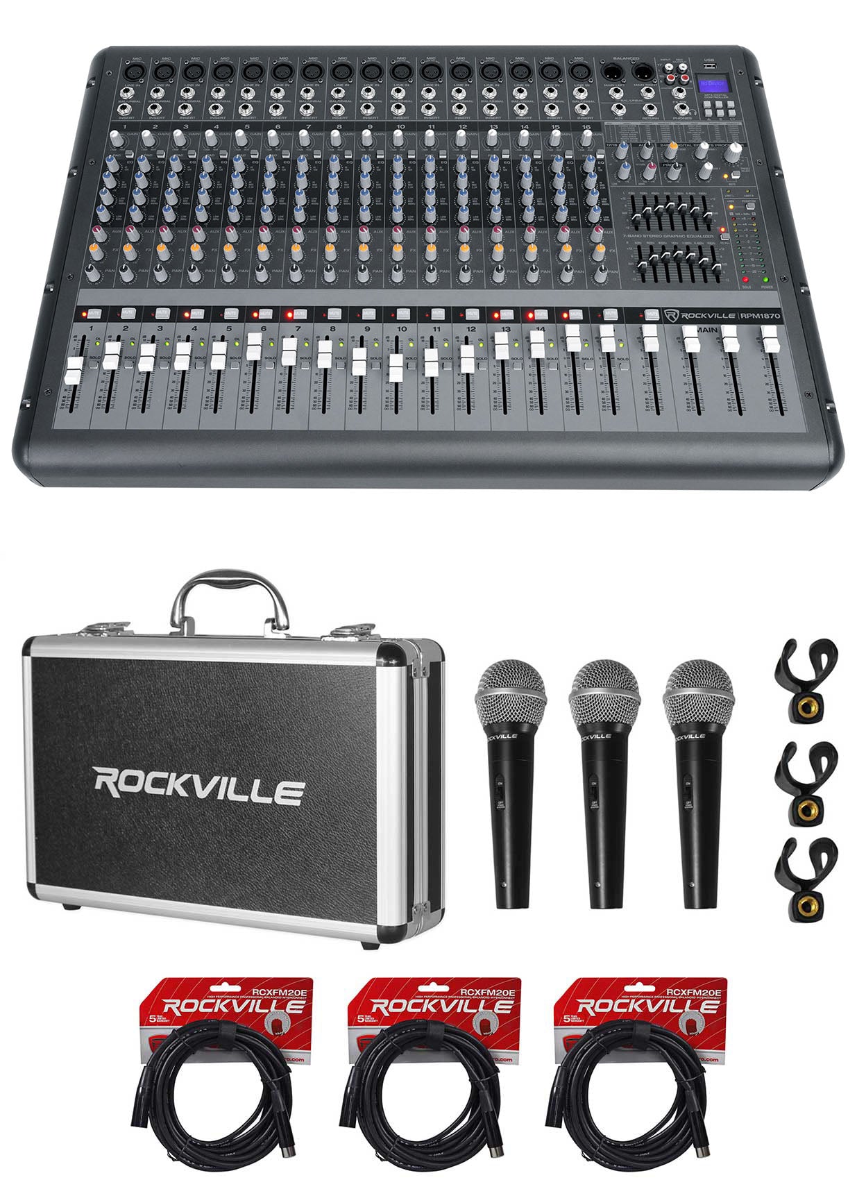 RPM1870 Mixer + 3-Pack Mics Bundle
