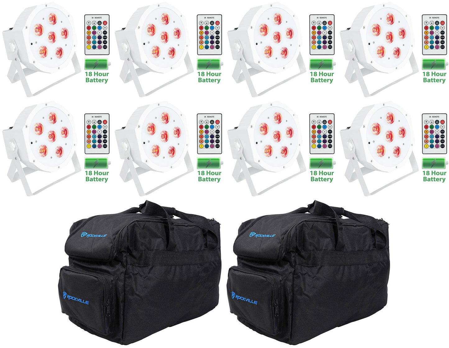BATTERY PAR 61 White 8-Pack + (2) RLB30 Lighting Bags Bundle