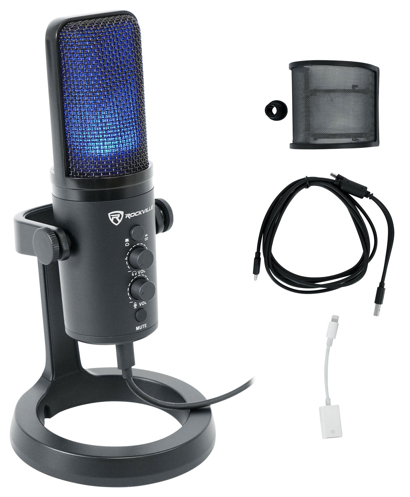 ROCK-STREAM PRO Mic + PRO-M50 Headphones + RockShield 1 Bundle