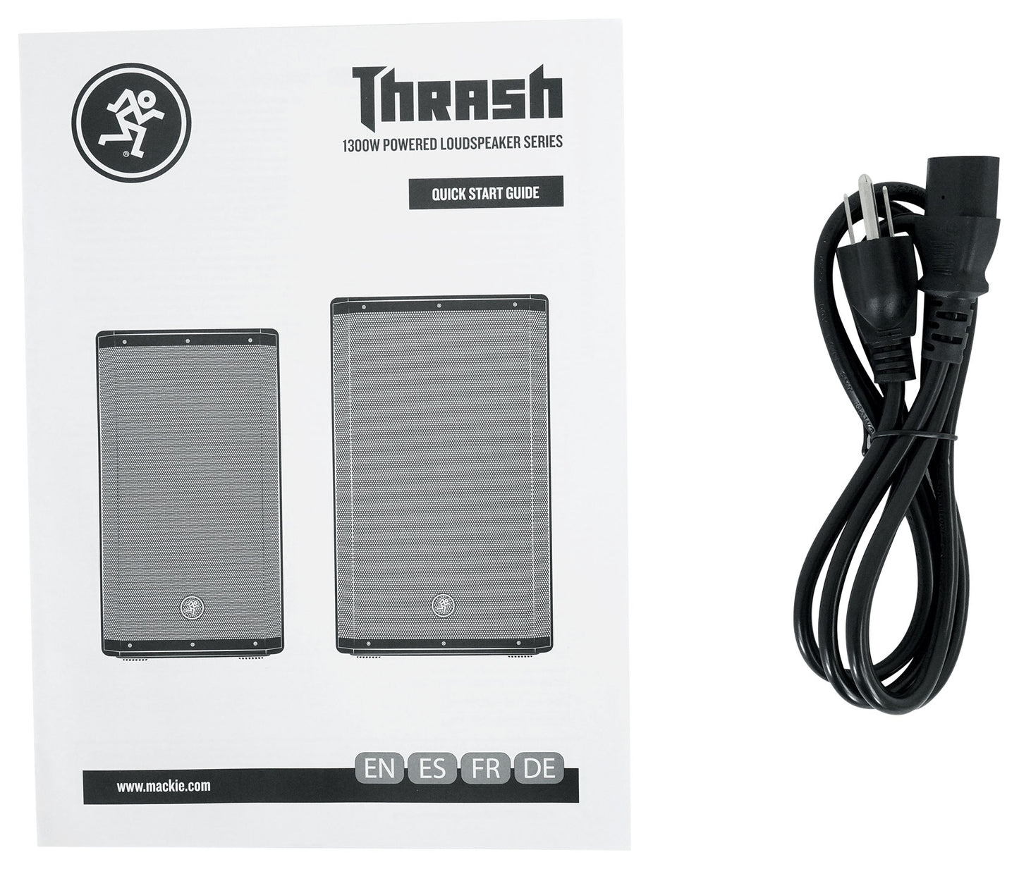 (2) Mackie Thrash212 12" 1300W Powered Active DJ PA Speakers+Stands Thrash 212