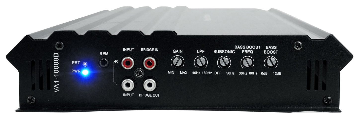Power Acoustik VA1-10000D 10,000w Mono Class D Car 1-Ohm Car Amplifier+Amp Kit