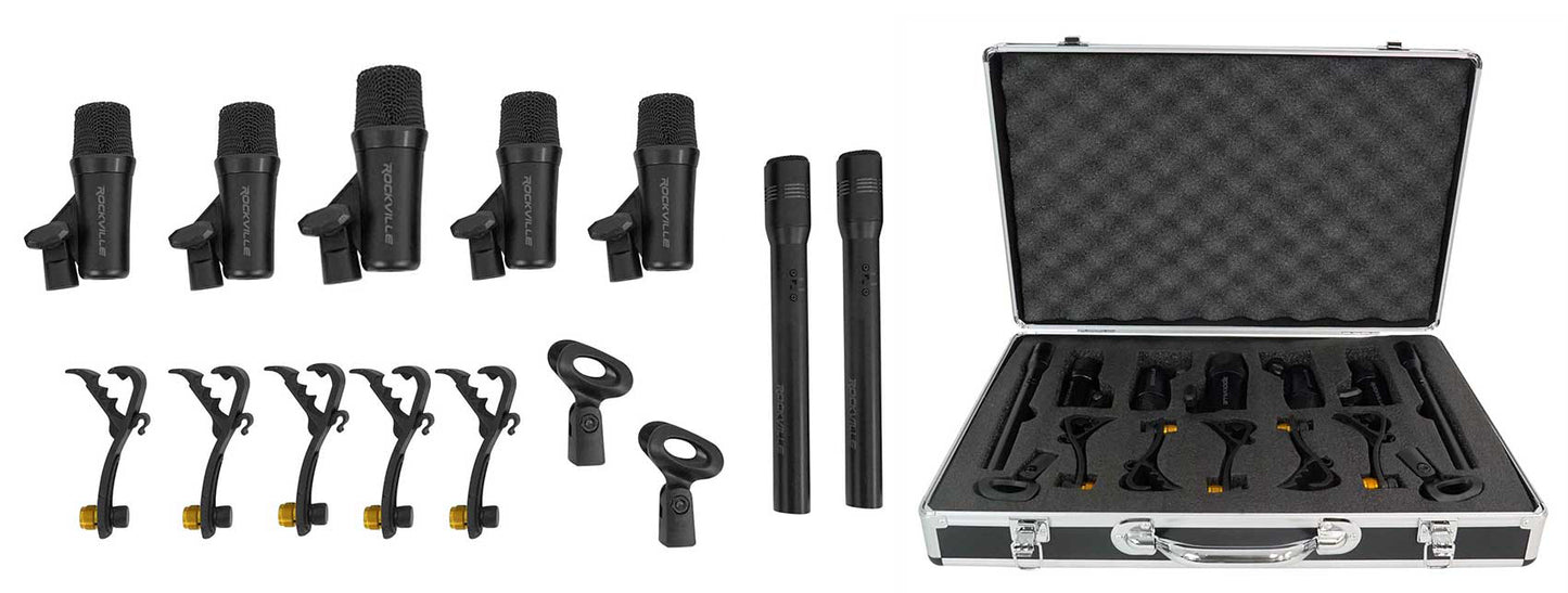 PRO‑D7 Drum Mic Kit + (4) Mic Stands Bundle