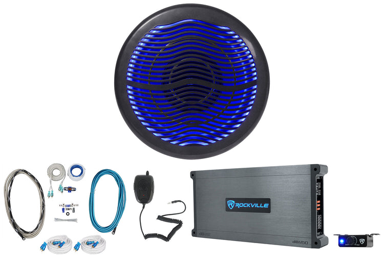 MS10LB Black Subwoofer + DBM50 Marine Amplifier Bundle