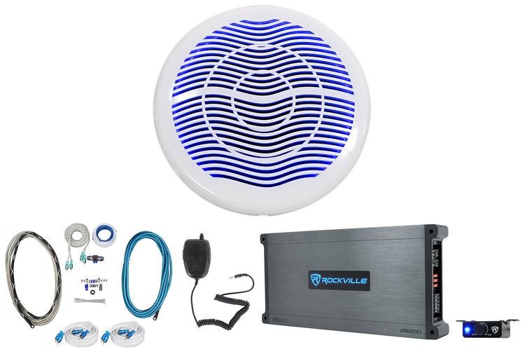 MS10LW White Subwoofer + DBM50 Marine Amplifier Bundle