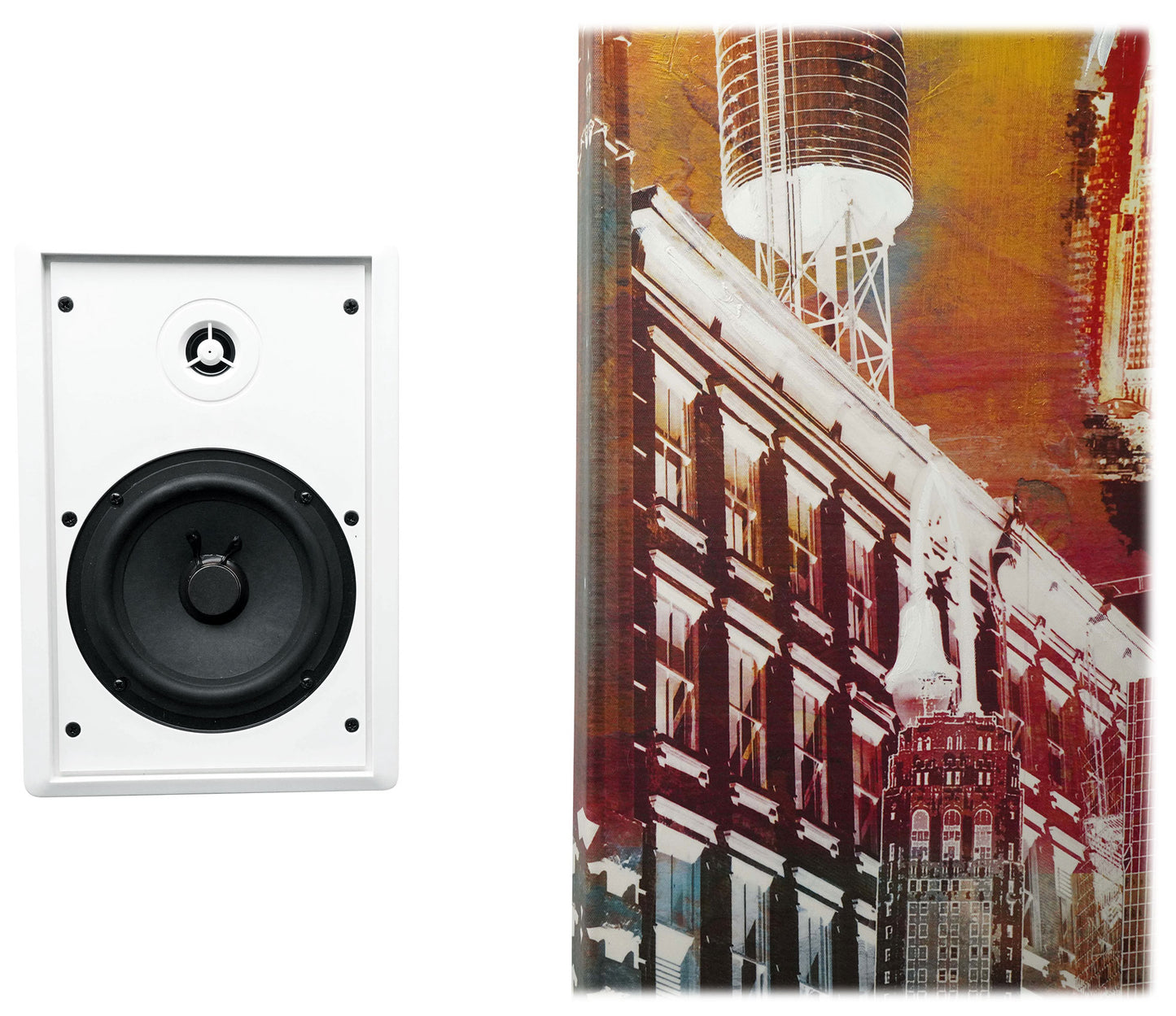 JBL Commercial Amplifier+(4) Slim White Wall Speakers for Restaurant/Bar/Cafe