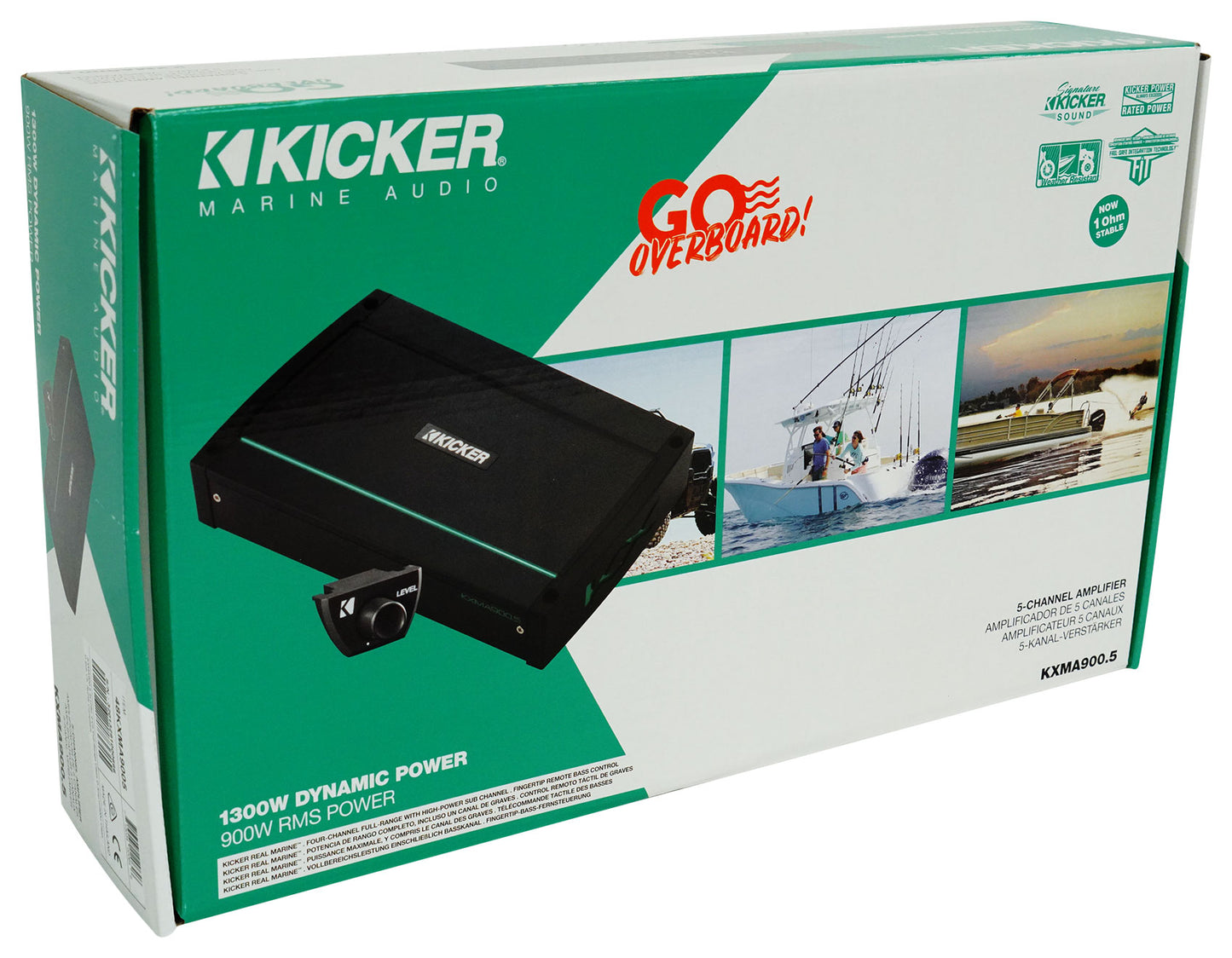 KICKER 48KXMA9005 900 Watt 5-Channel Class D Marine Boat Amplifier + Amp Kit