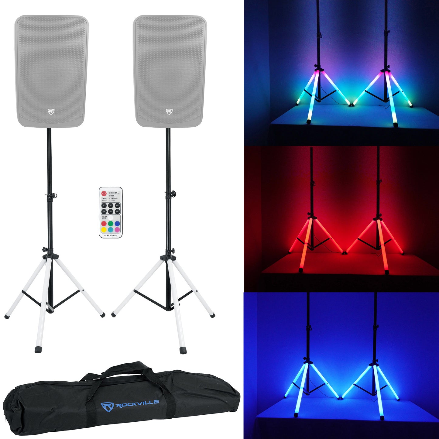 BPA15 15" Speakers 2-Pack + LED Tripod Stands Bundle
