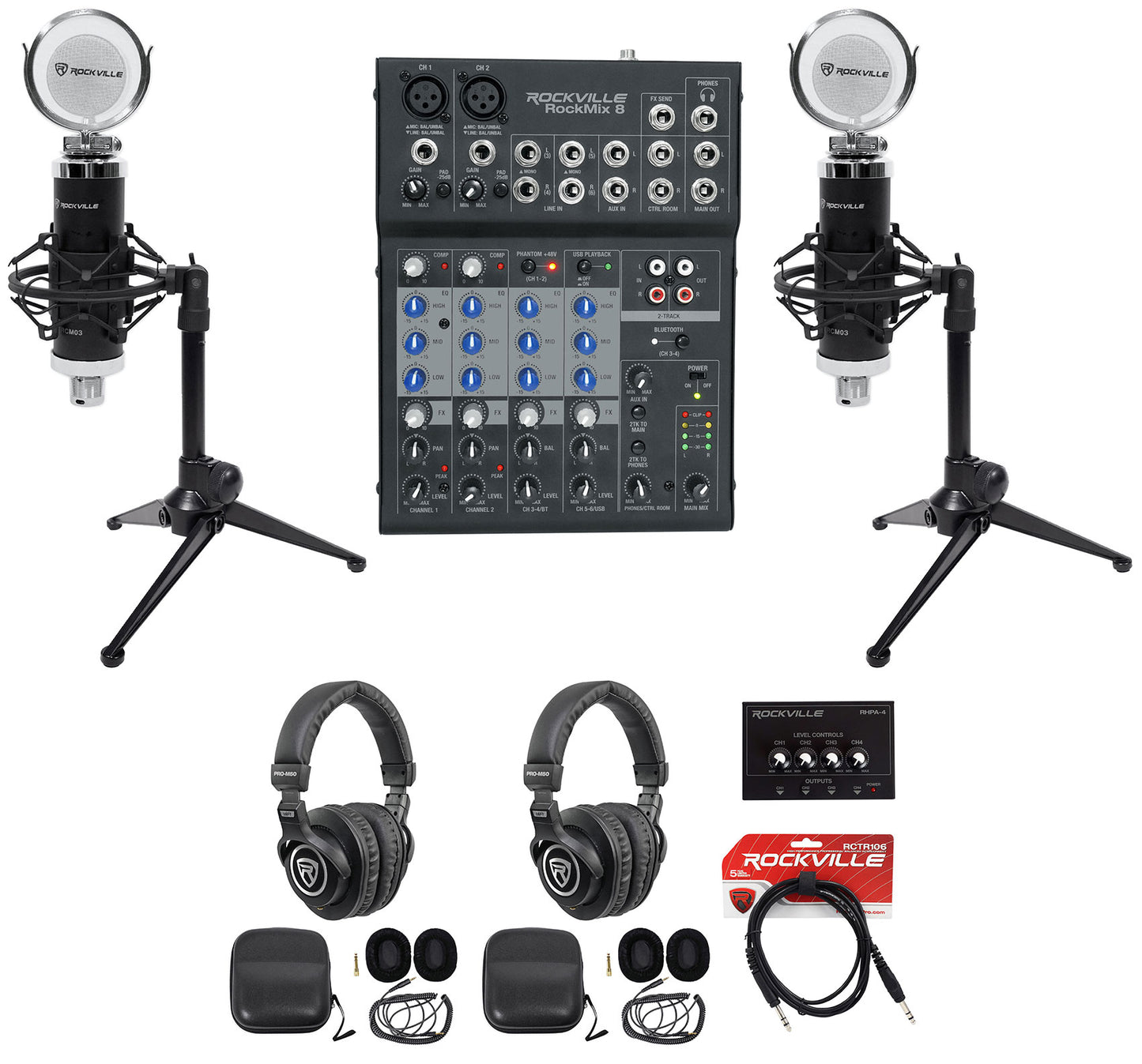 RockMix 8 + RCM03, PRO-M50, RHPA4 Bundle