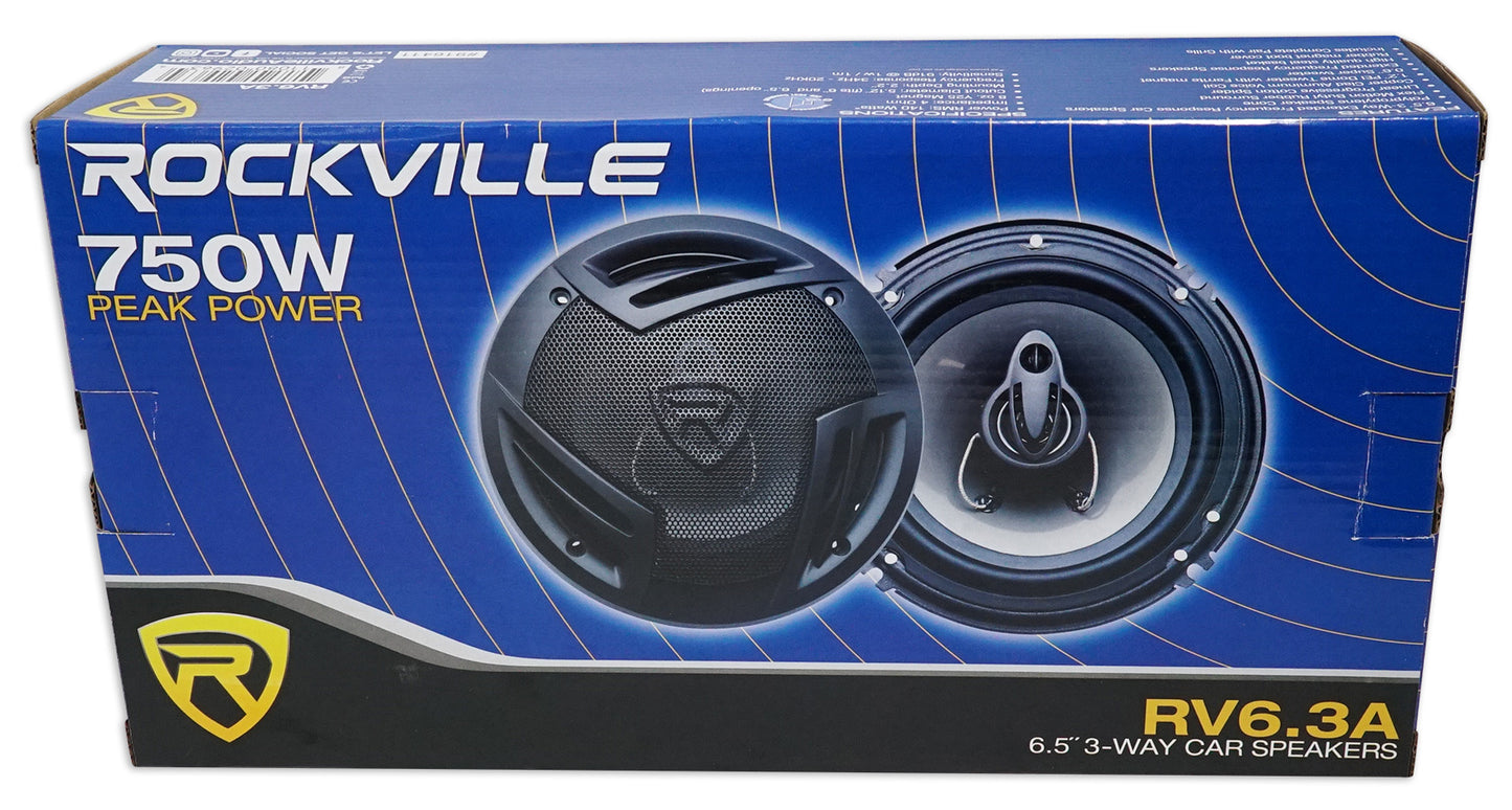 RV6.3A 6.5" Car Speakers 4-Pack + 4‑Channel Amplifier Bundle