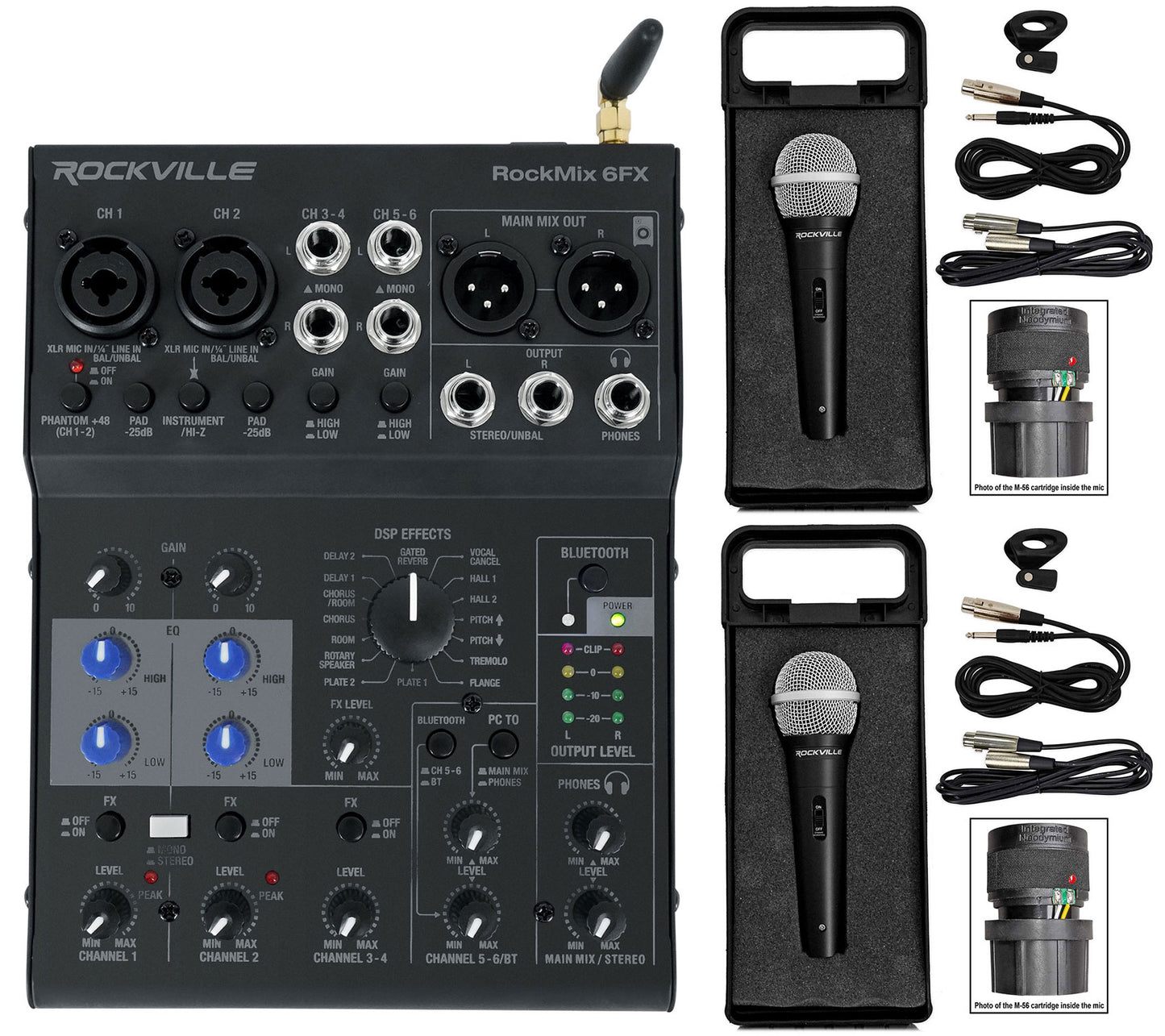 RockMix 6FX + (2) RMC-XLR Bundle