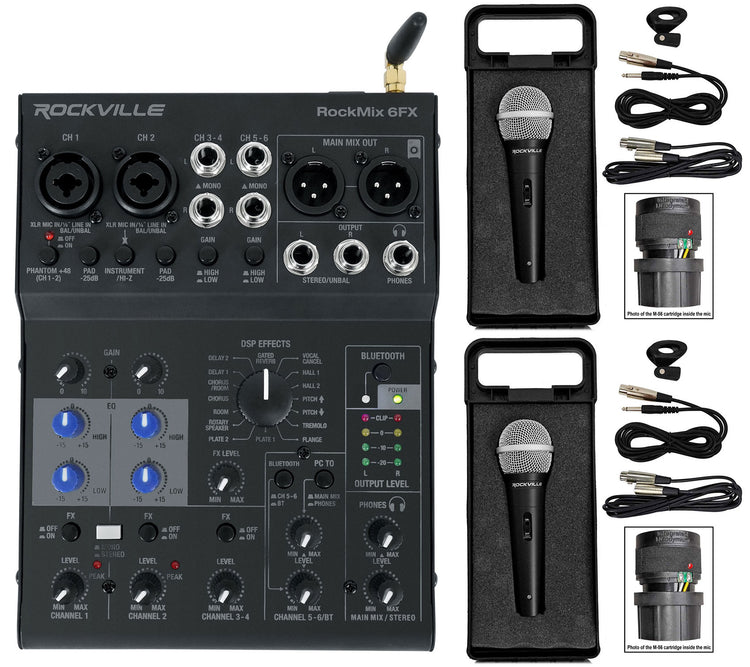 RockMix 6FX + (2) RMC-XLR Bundle
