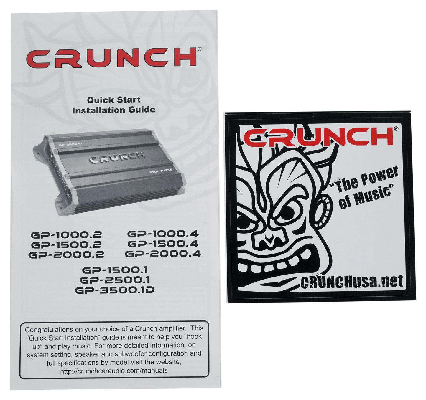 Crunch GP-1000.2 Ground Pounder 1000 Watt 2-Channel Car Stereo Amplifier+Amp Kit