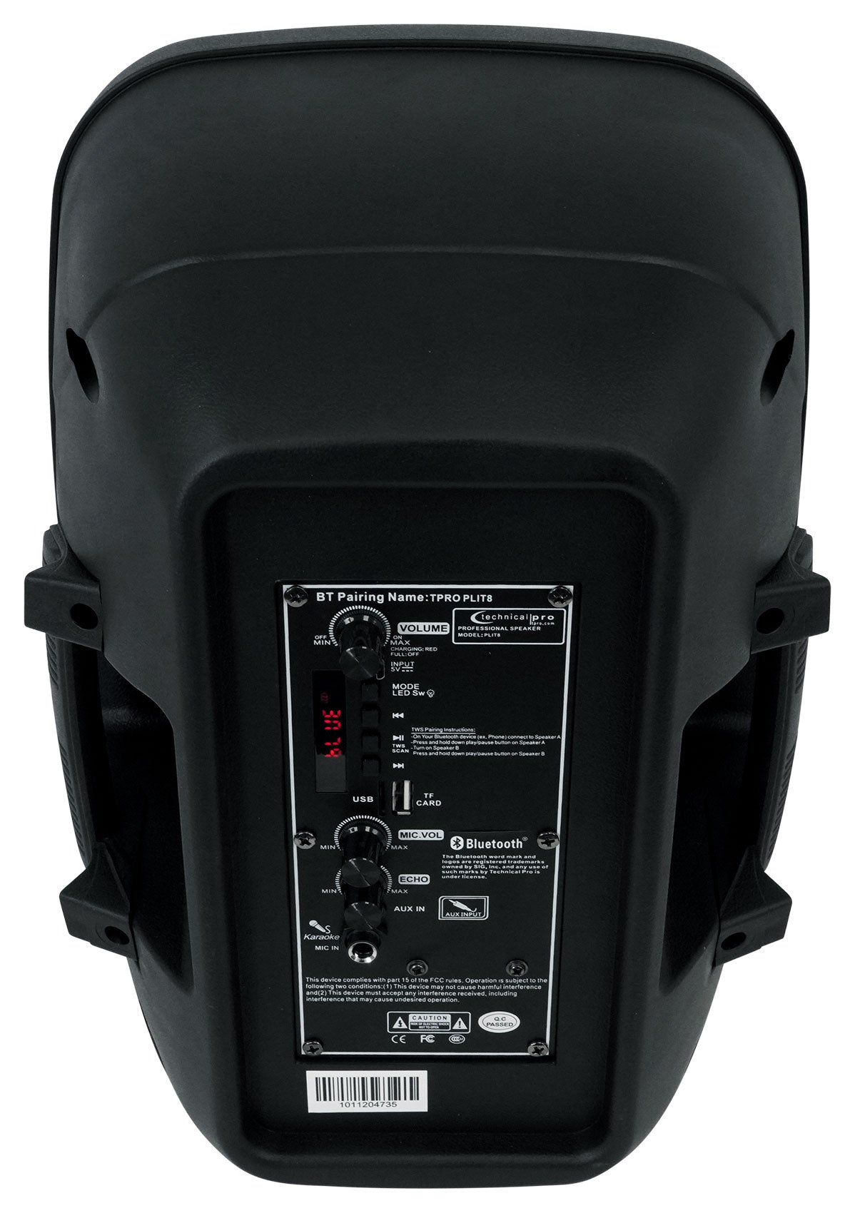 Technical Pro PLIT8 Portable 8" Bluetooth Party Speaker w/LED+Stand+Microphone