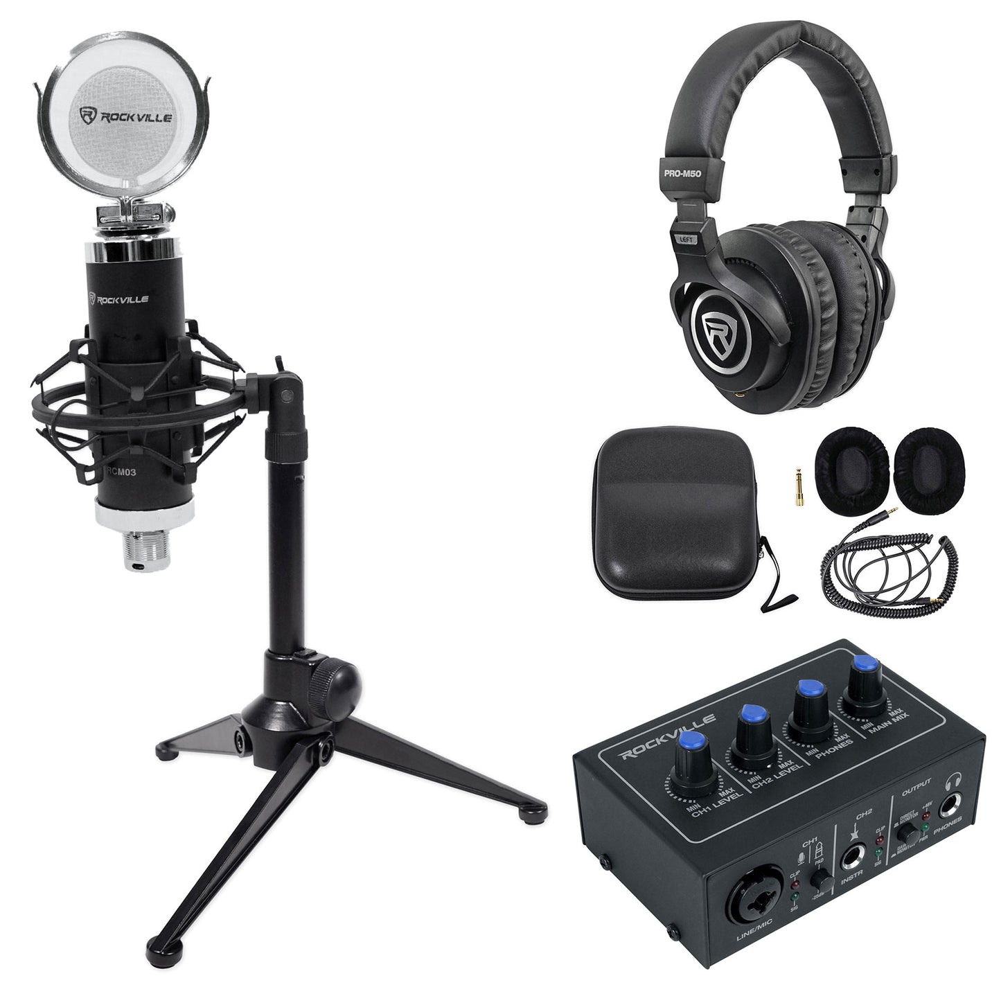 ROCK-U Mini 2x2 + RDTS Desktop Mic Stand Bundle