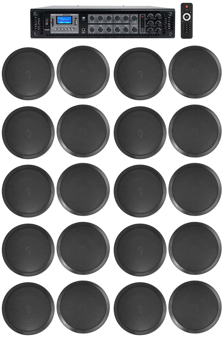 CC80T Black 20-Pack + RCS350-6 6-Zone 350W Amp Bundle