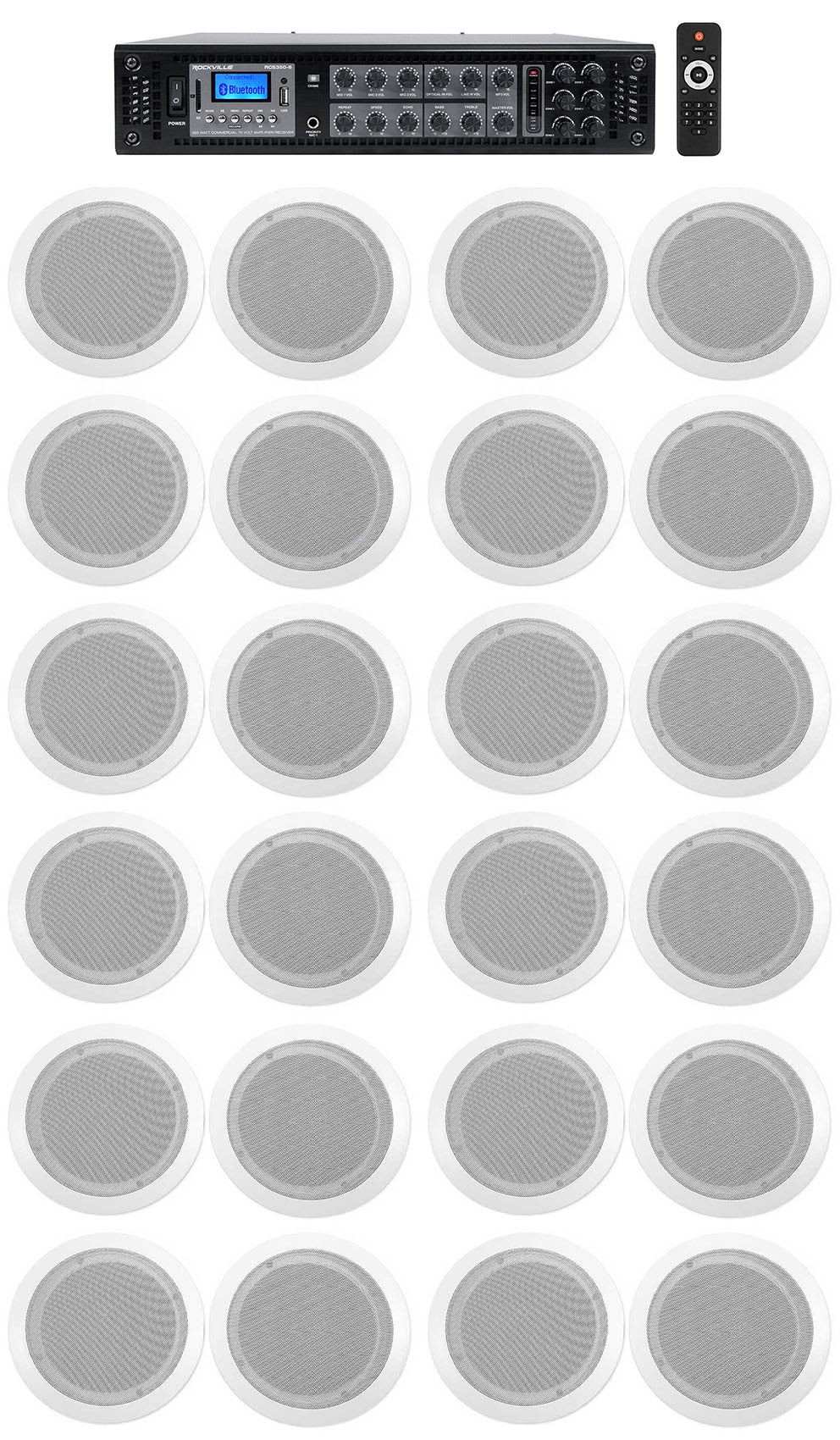 CC65T White 24-Pack + RCS350-6 6-Zone 350W Amp Bundle