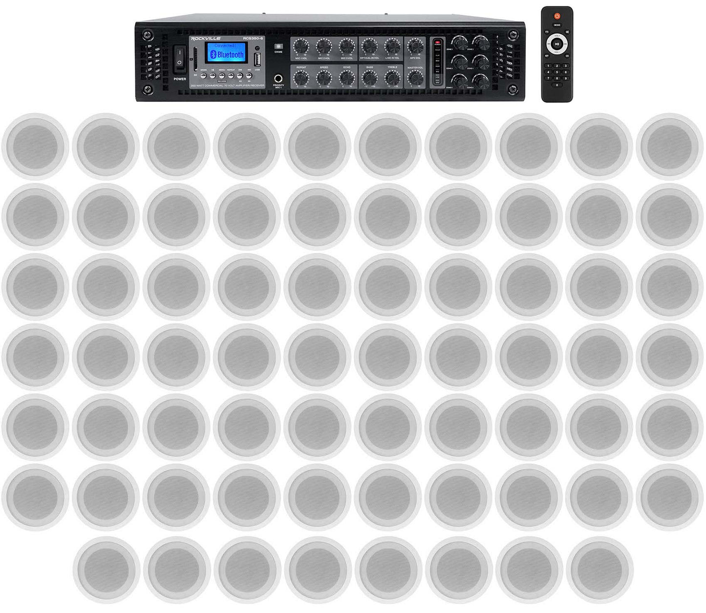 CCL5T White 68-Pack + RCS350-6 Amplifier Bundle