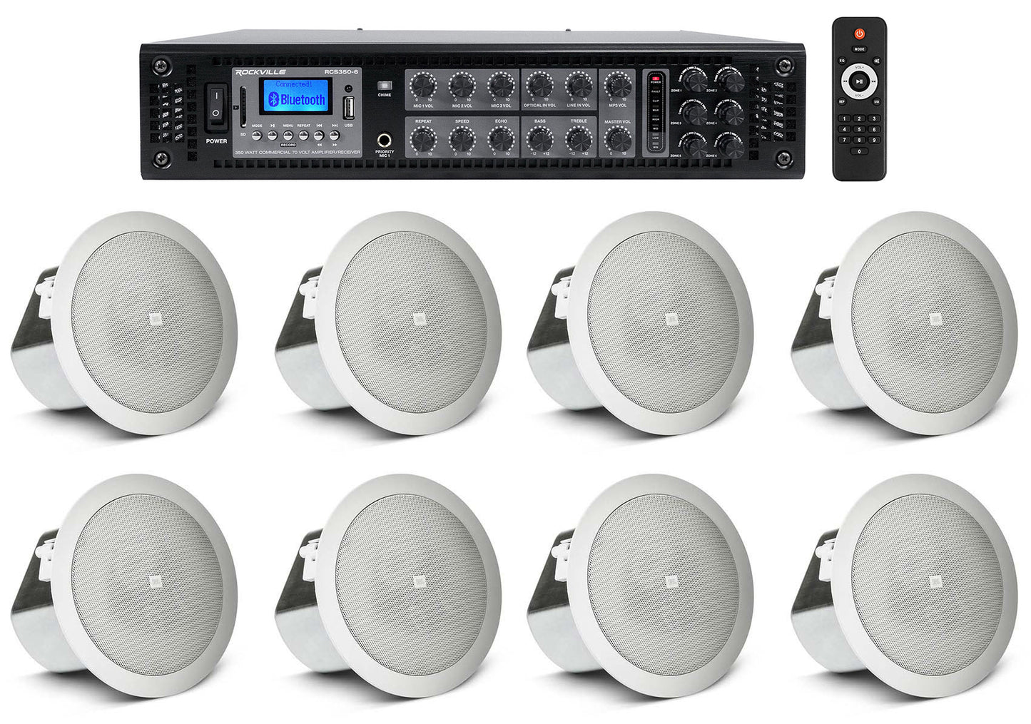 JBL Control 12C/T 6-Pack + RCS350-6 Amplifier Bundle