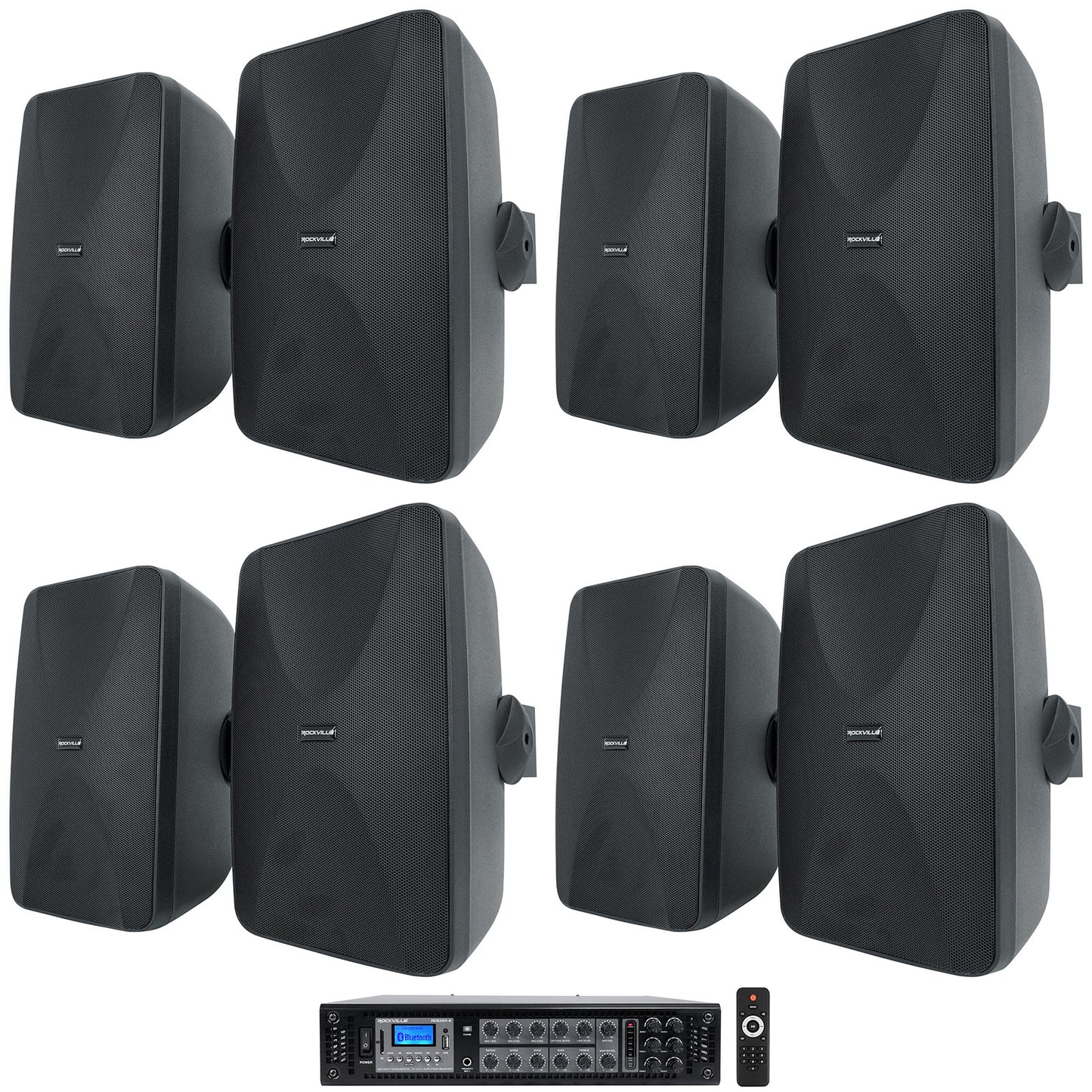 WET-6525 Black 8-Pack + RCS350-6 Amplifier Bundle