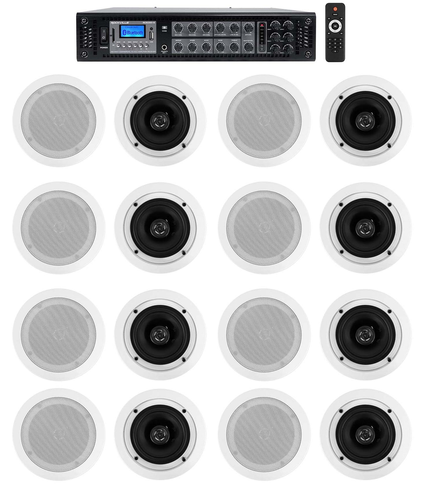 CC525T White 16-Pack + RCS350-6 6-Zone 350W Amp Bundle