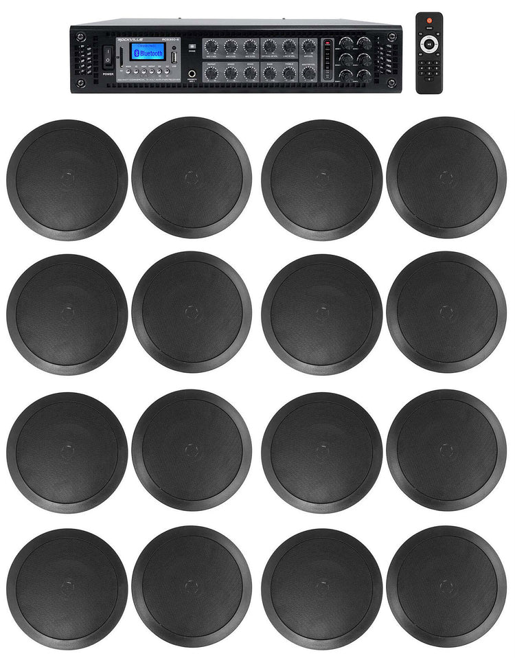 CC65T Black 16-Pack + RCS350-6 6-Zone 350W Amp Bundle