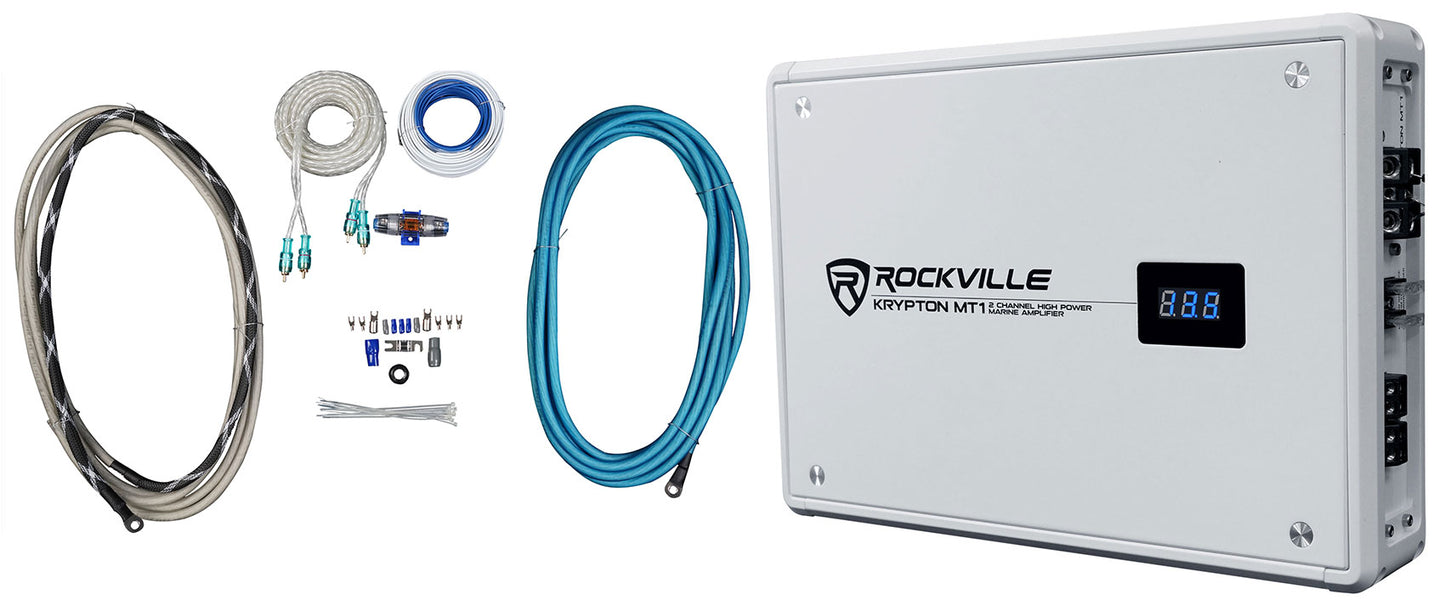 KRYPTON MT1 Marine Amplifier + 4 AWG Kit Bundle