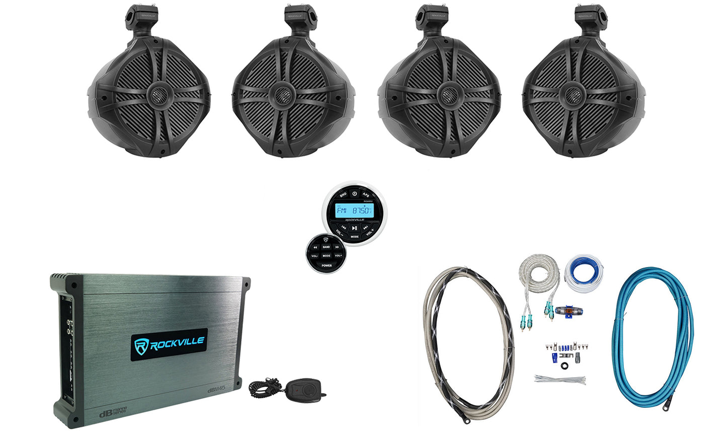 RWB90B Black 4-Pack + DBM45 Marine Amplifier Bundle