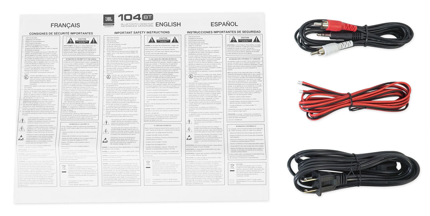 JBL 104SET-BTW Pair Bluetooth Powered Active Studio Monitors+Isolation Feet Pads